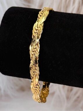 Beautiful Textured Goldtone Braided Bracelet